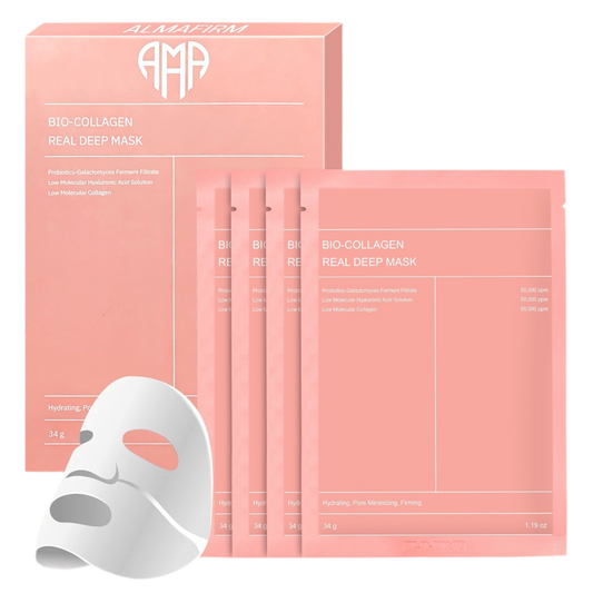 Mască facială coreeană cu bio-colagen, acid hialuronic, ceramide și peptide – 1 cutie (4 bucăți)