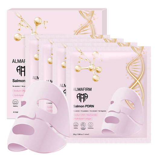 Mască facială coreeană cu ADN de somon PDRN, peptide, colagen, pantenol și niacinamidă – 4 foi per cutie
