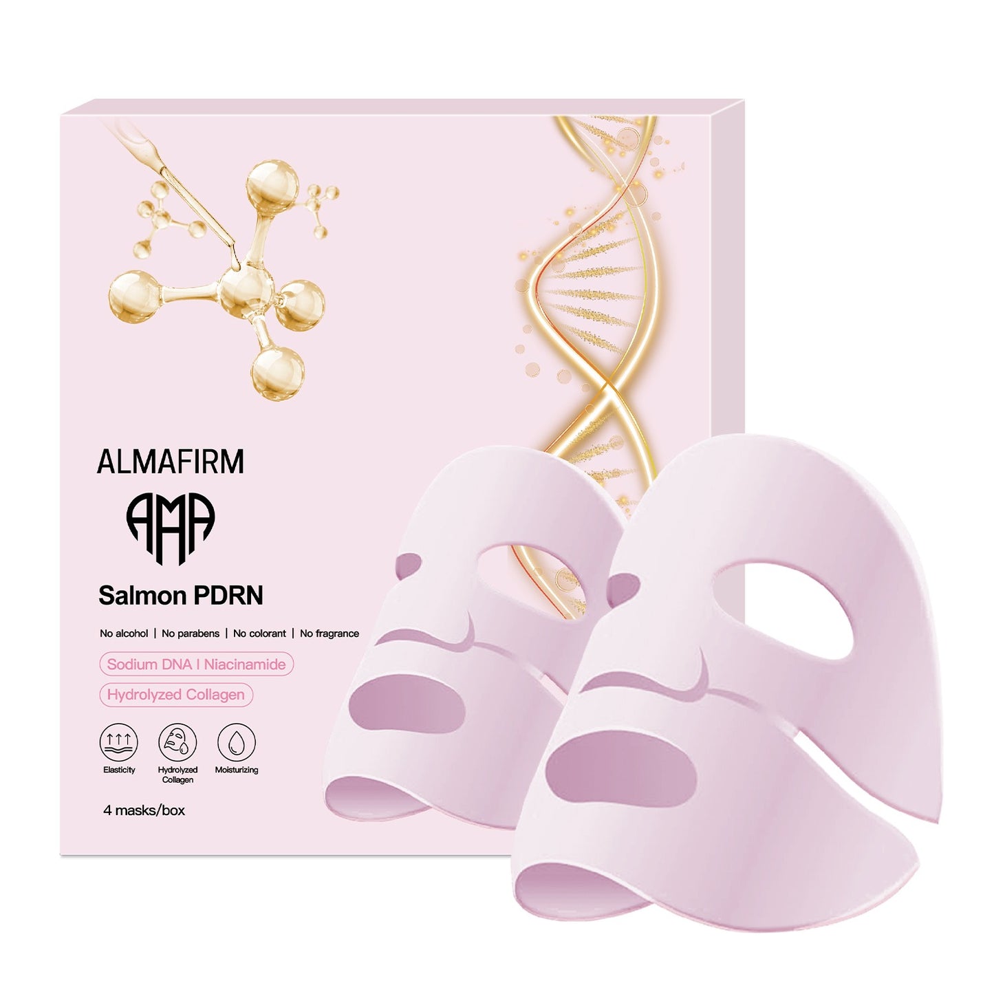 Mască facială coreeană cu ADN de somon PDRN, peptide, colagen, pantenol și niacinamidă – 4 foi per cutie